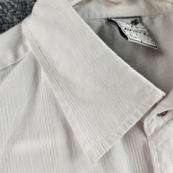 Avirex White Embroidered Button Up Shirt Large Long Sleeve Men Cotton Blend - Picture 8 of 16